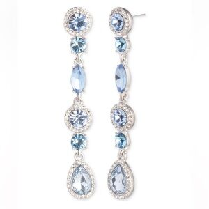 New Givenchy Silver-Tone Long Teardrop Linear Earrings